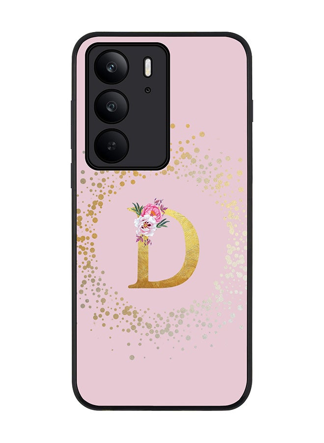 For Realme C75x / C75 4G Case,Slim fit Camera Protection, Shockproof Thin Phone cover  - Custom Monogram Floral - D  (Pink )